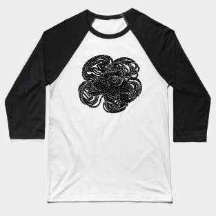 Striking black and white beaded floral design Baseball T-Shirt